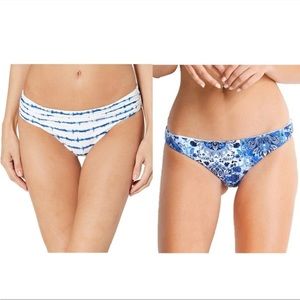 NWT SEAFOLLY Mandala hipster bikini bottom in French Blue reversible size 8 new